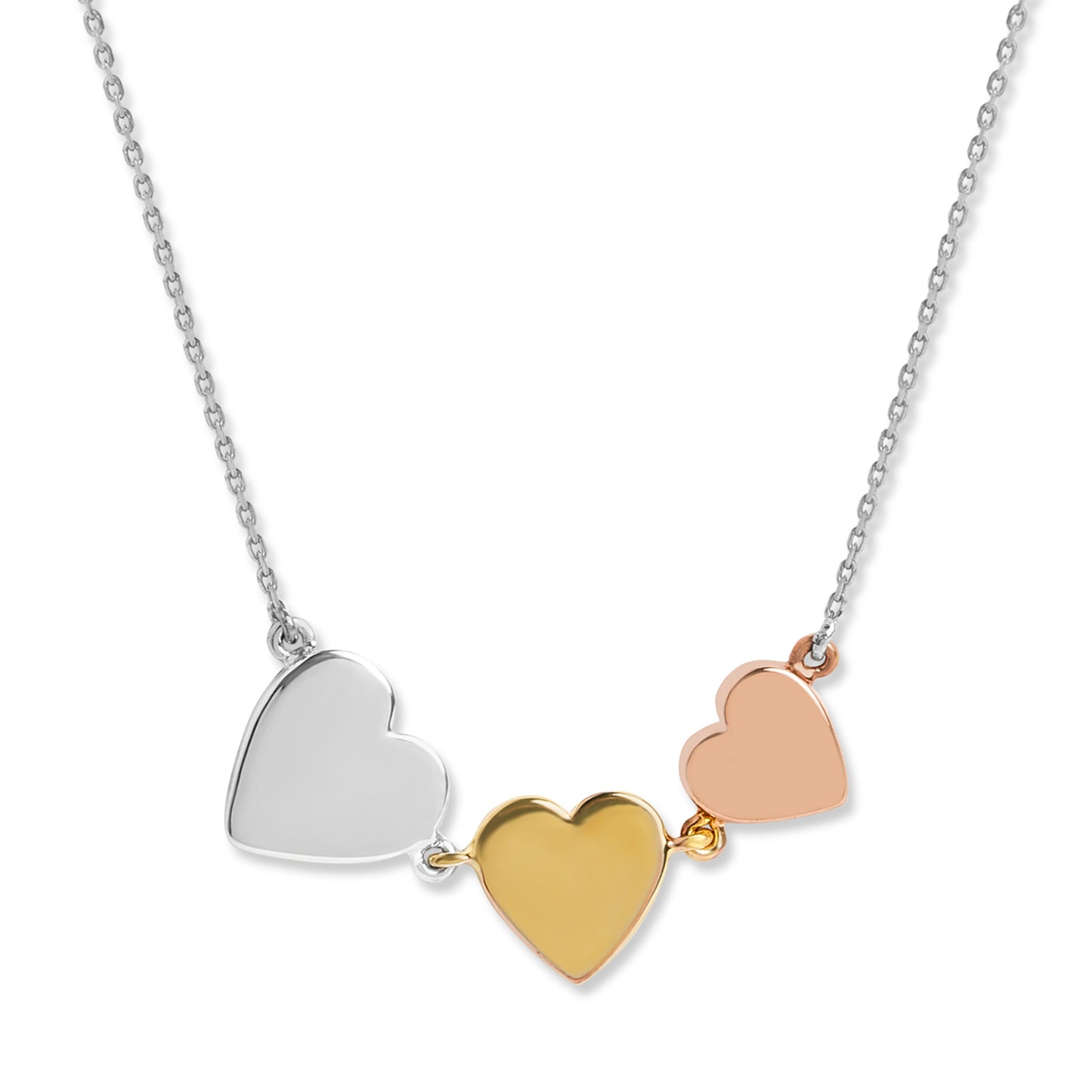 Personalized Triple Mixed Metal Serenade Heart Pendant