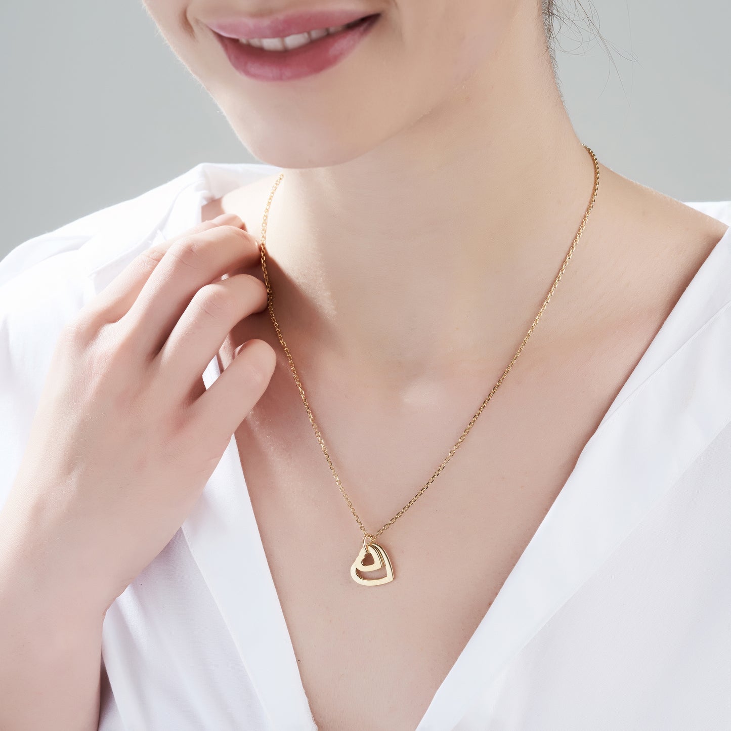 Love in Bloom Dual Heart Ring Pendant