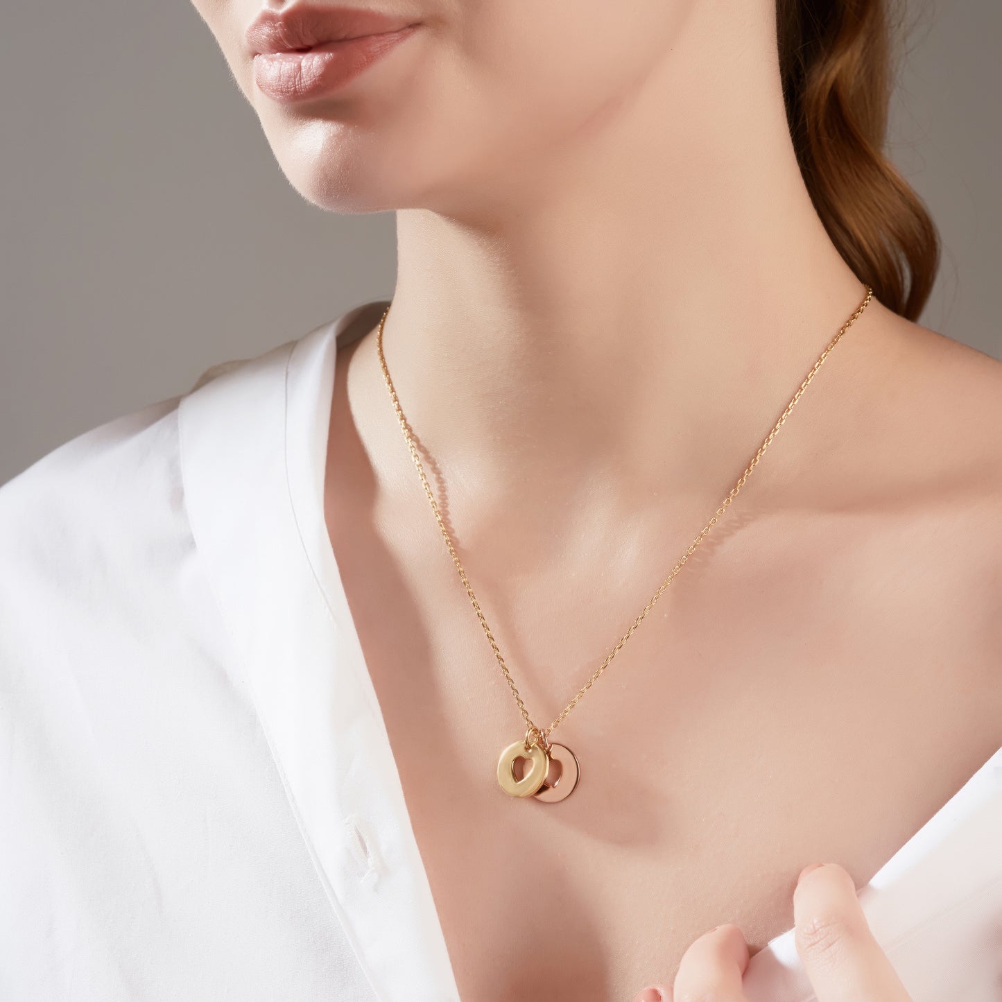 Dual Mixed Gold Captured Love Pendant