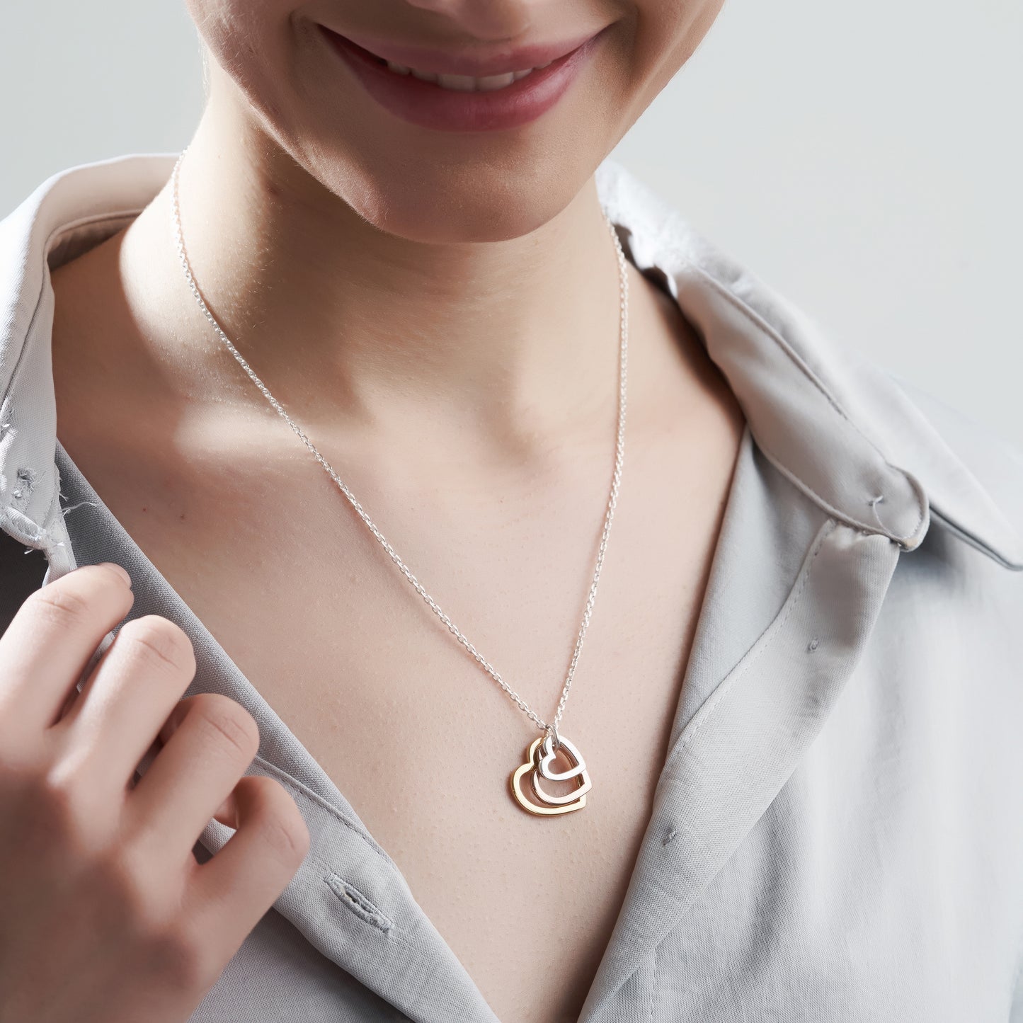Love in Bloom Triple Heart Ring Pendant - Mixed Metal