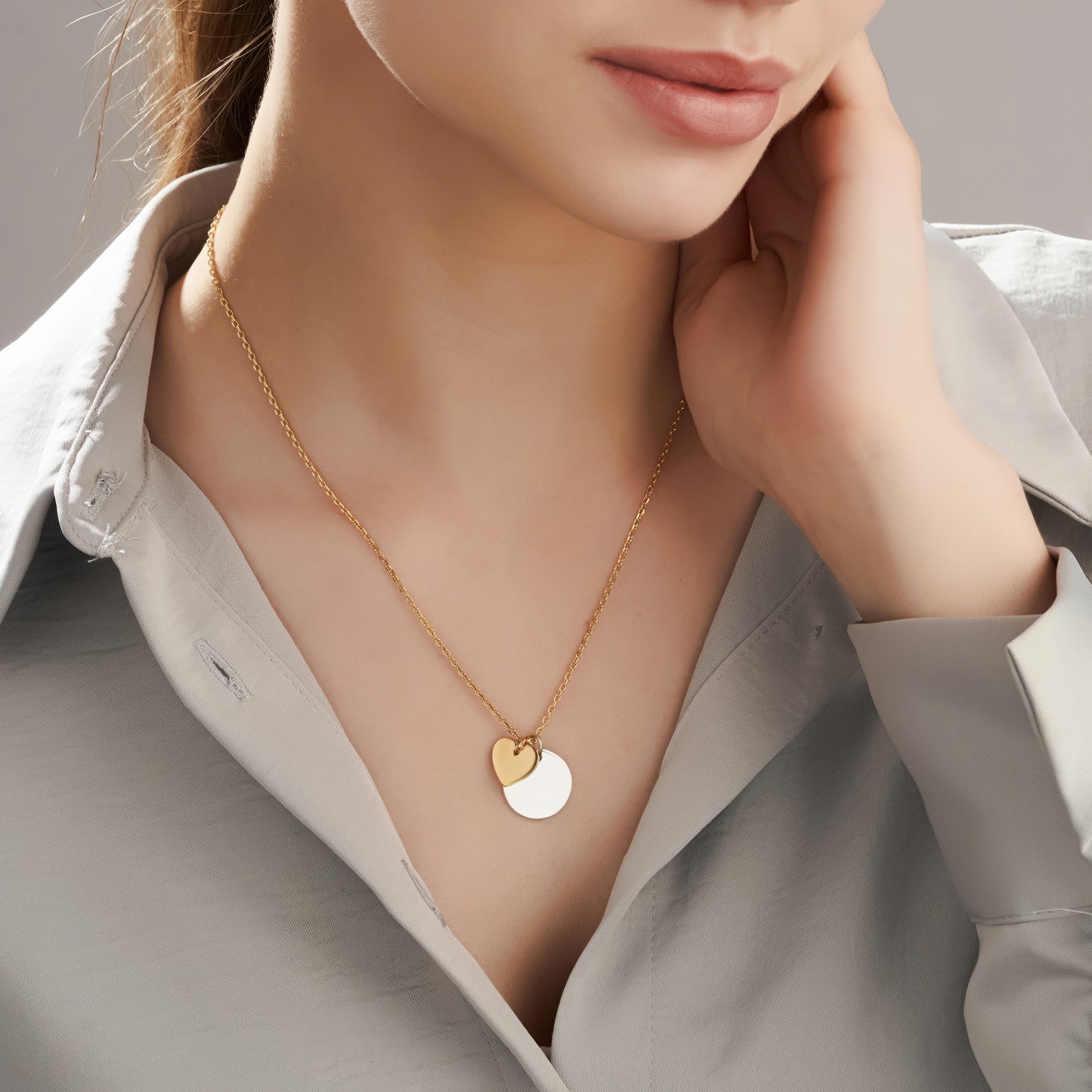 Personalized Mixed metal Eternal Pendant w Heart charm