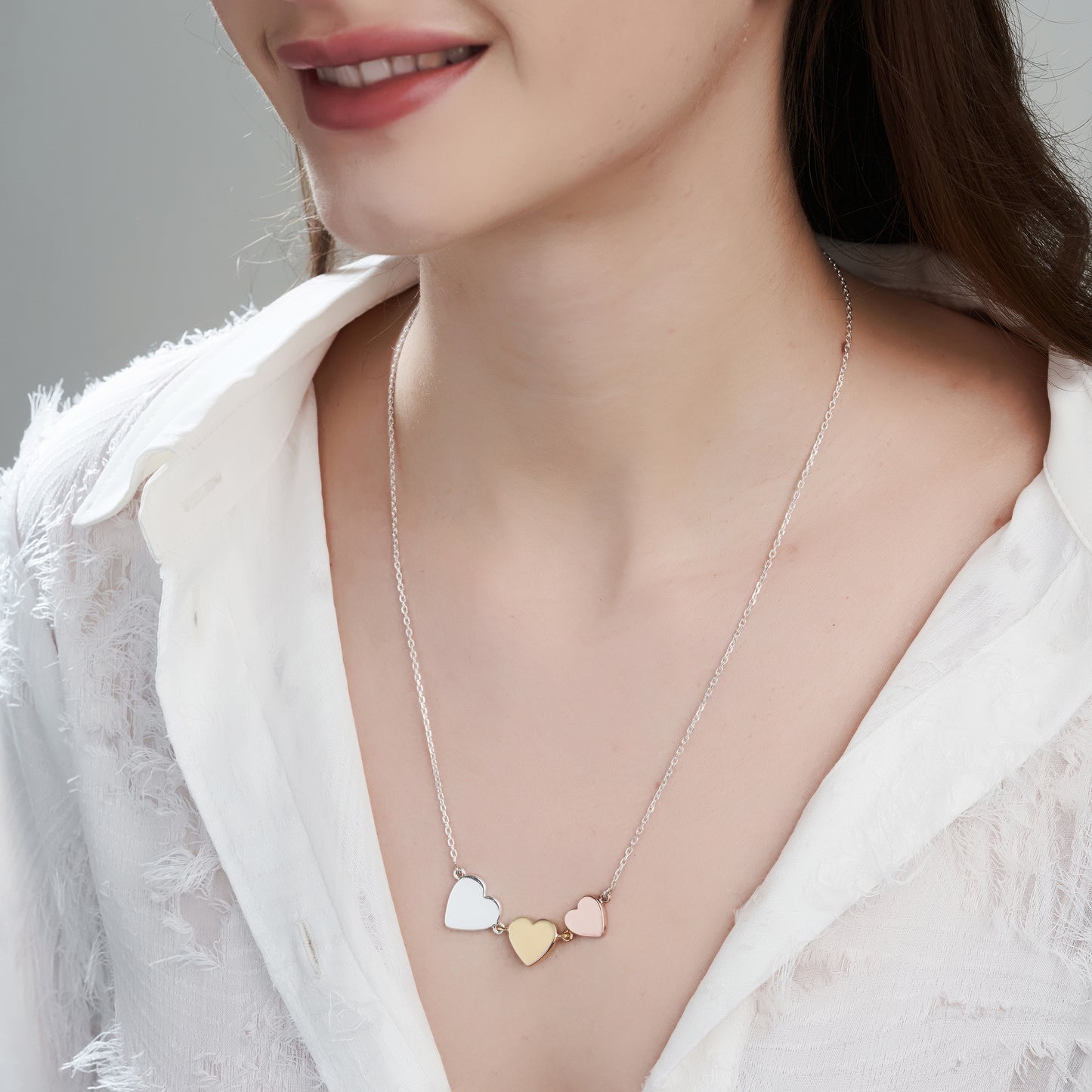 Personalized Triple Mixed Metal Serenade Heart Pendant