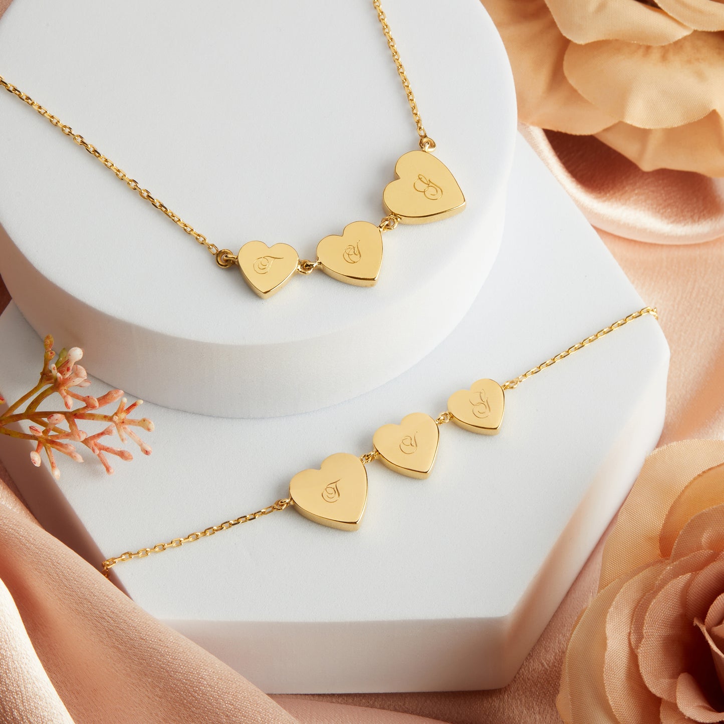 Personalized Triple Serenade Heart Pendant