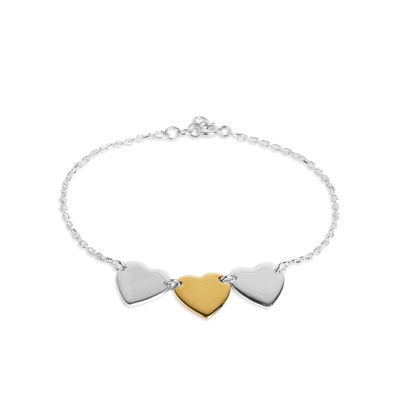Personalized Eternal Name Sterling Silver & Gold Triple Heart Bracelet