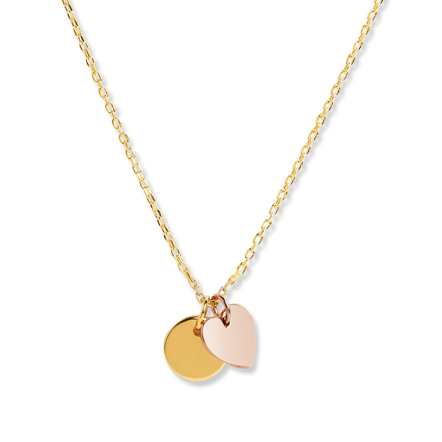 Personalized Eternal Disc Initial & Heart Pendant - Mixed Metal