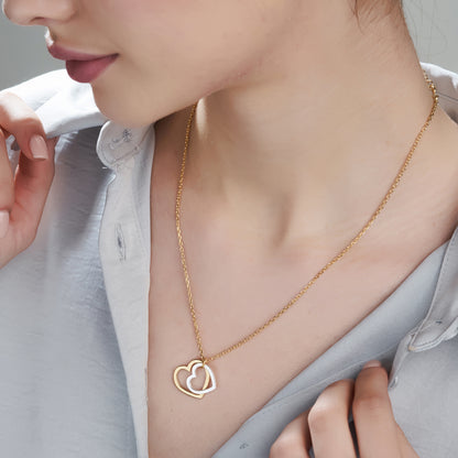 Love in Bloom Dual Mixed Metal Heart Ring Pendant