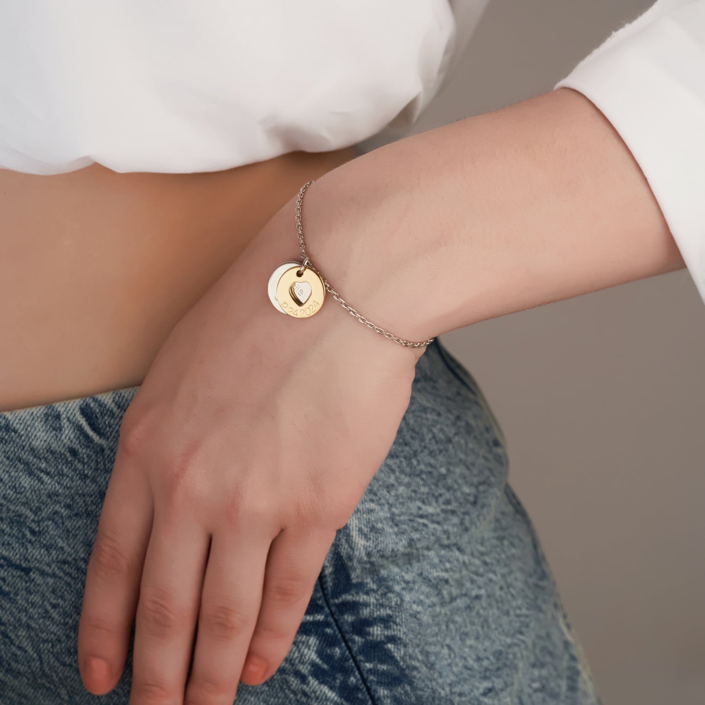 Personalized Mixed Metal Captured Eternal Love Bracelet