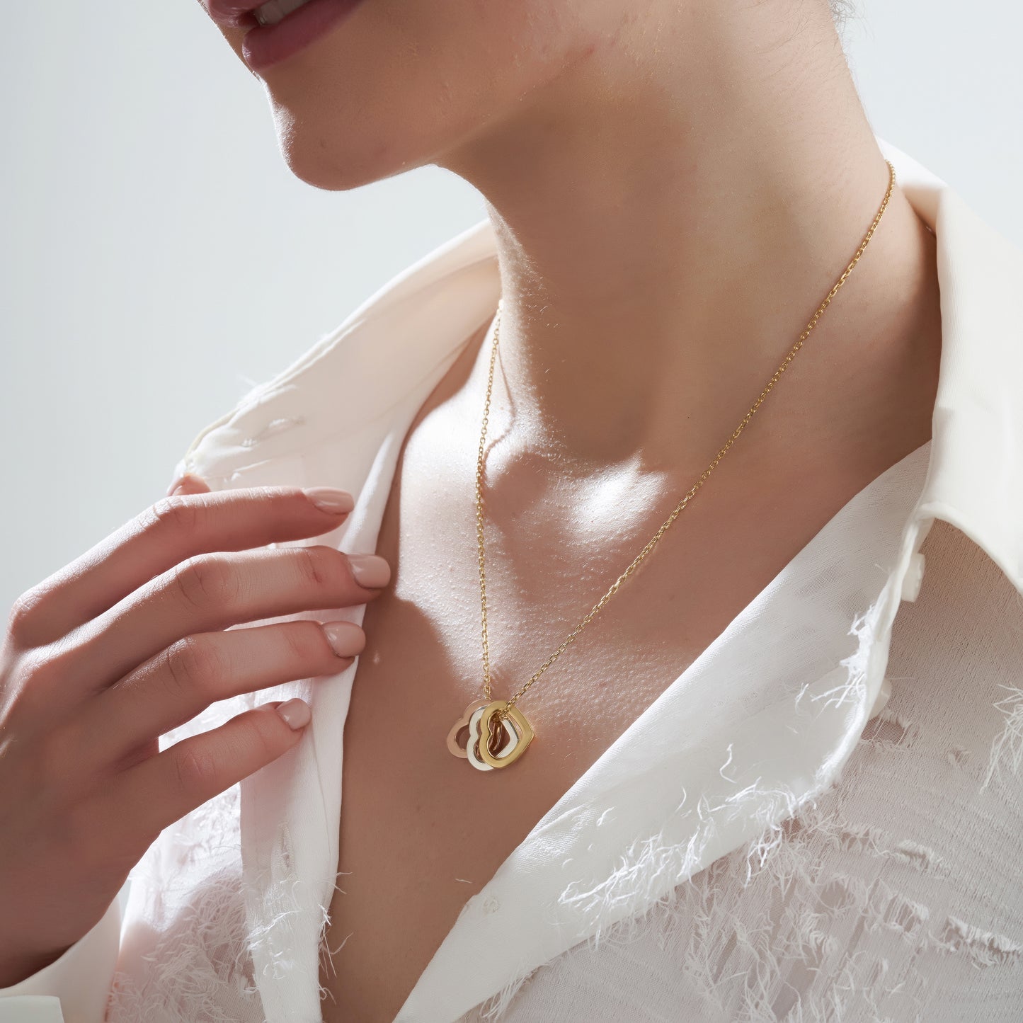 Triple Heart of Purity Pendant - Mixed Metal