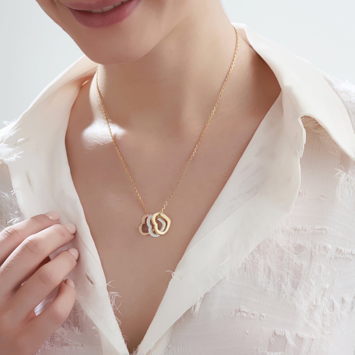 Triple Heart of Purity Pendant - Mixed Metal