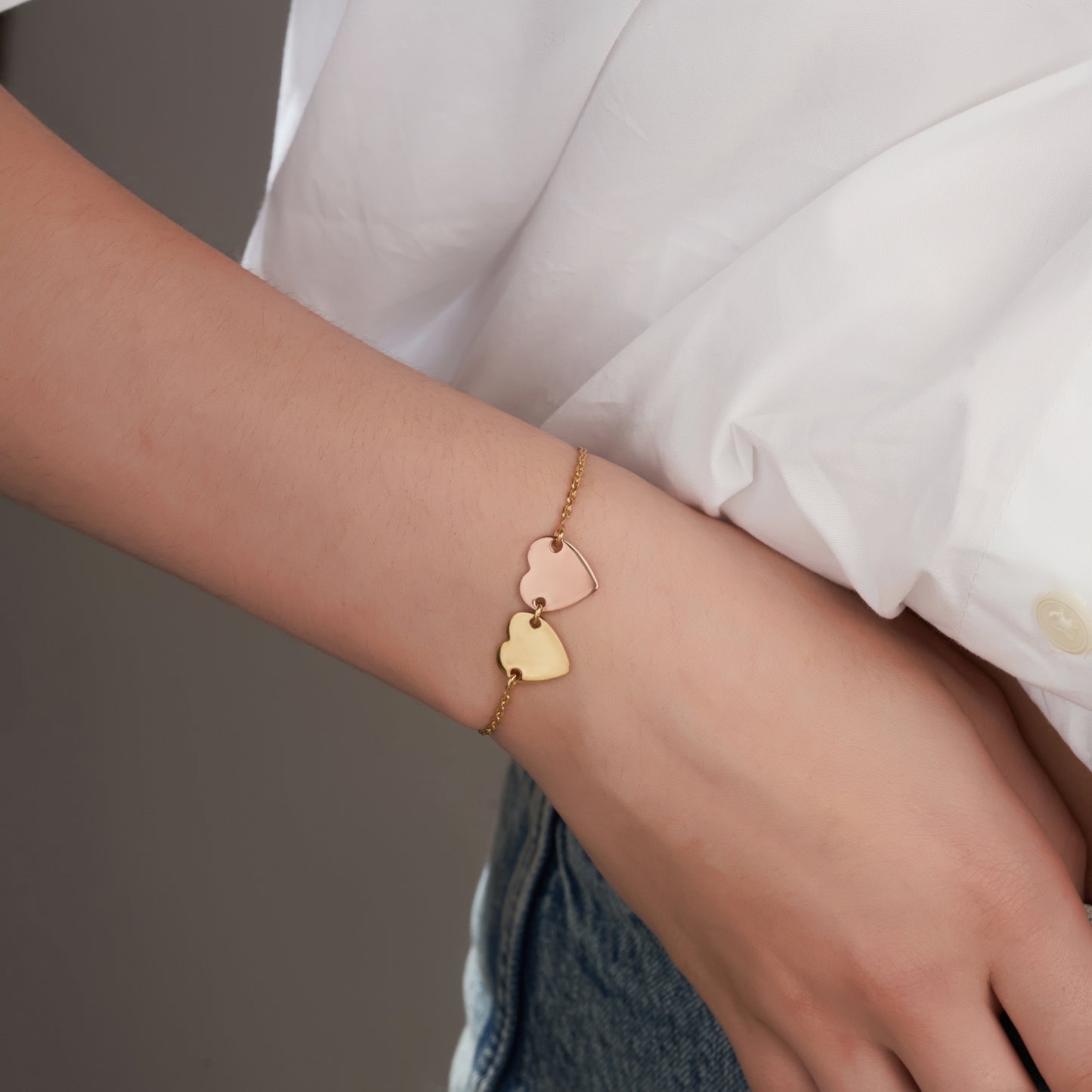 Personalized Eternal Name Rose Gold & Gold Heart Bracelet