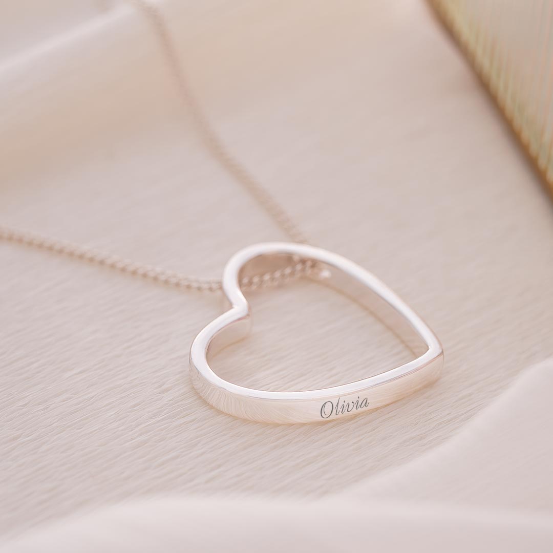 Personalized Open Heart Pendant